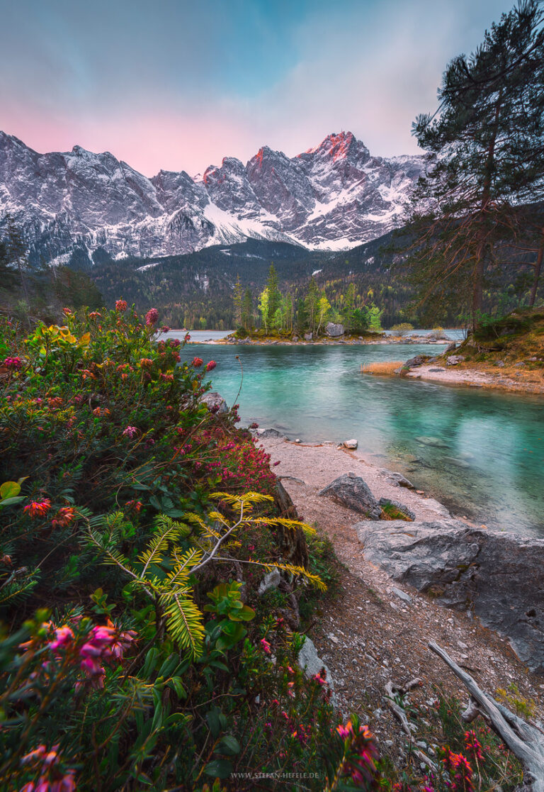 Früh Morgens am Eibsee in Deutschland / Bayern in sommerlicher Stimmung