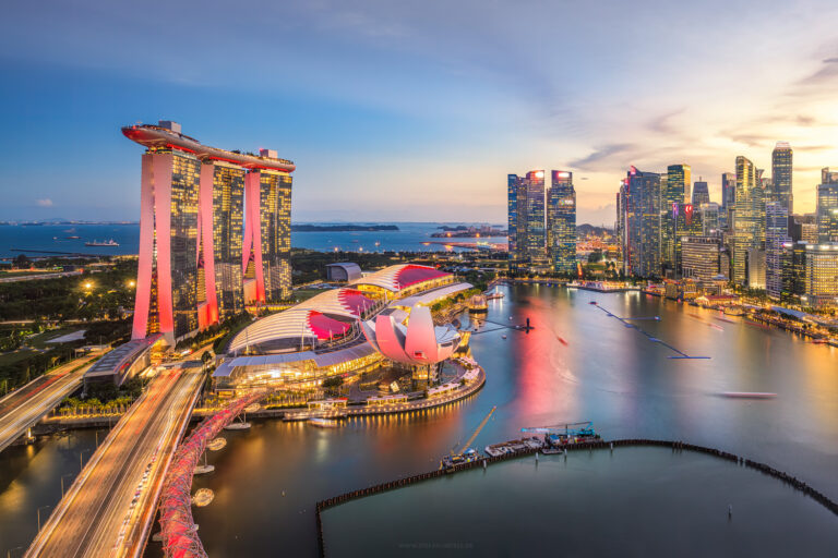 View over the Singapore Marina from the 32nd floor of the Ritz Carlton.